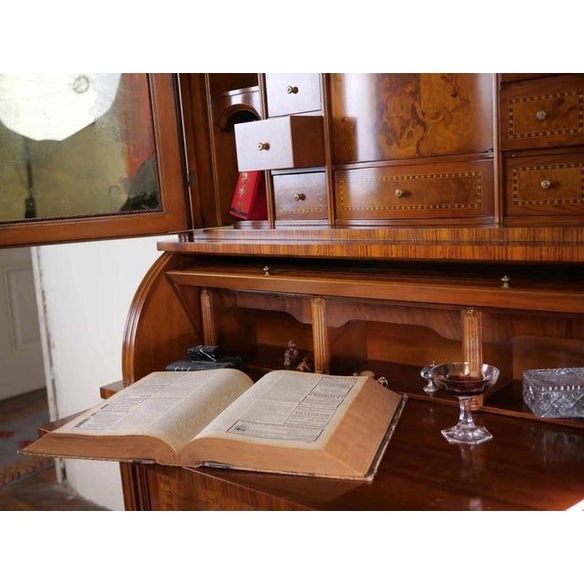 Inlaid Secretary with Bookcase and Writing Desk For Sale - Image 13 of 15