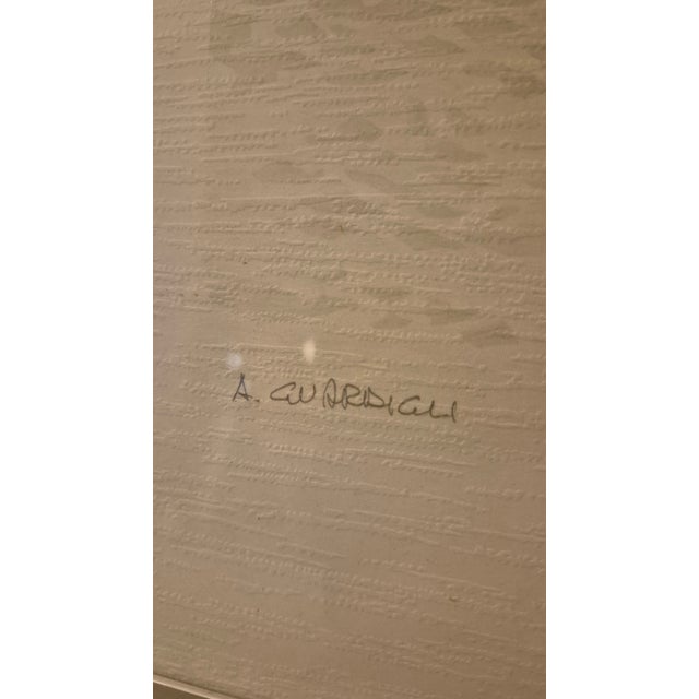 A. Guardieli, Ocean Boat & Mountain, Embossed Print, Framed For Sale - Image 6 of 7