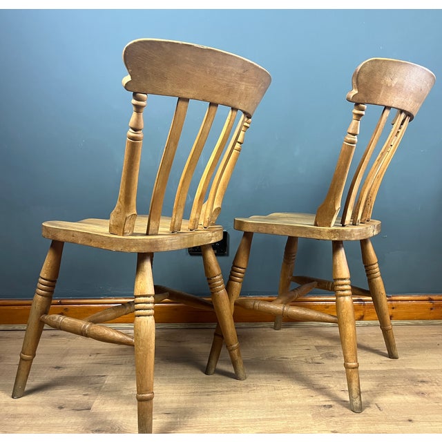 Vintage Beech Farmhouse Dining Chairs, 1950s, Set of 2 For Sale - Image 4 of 18