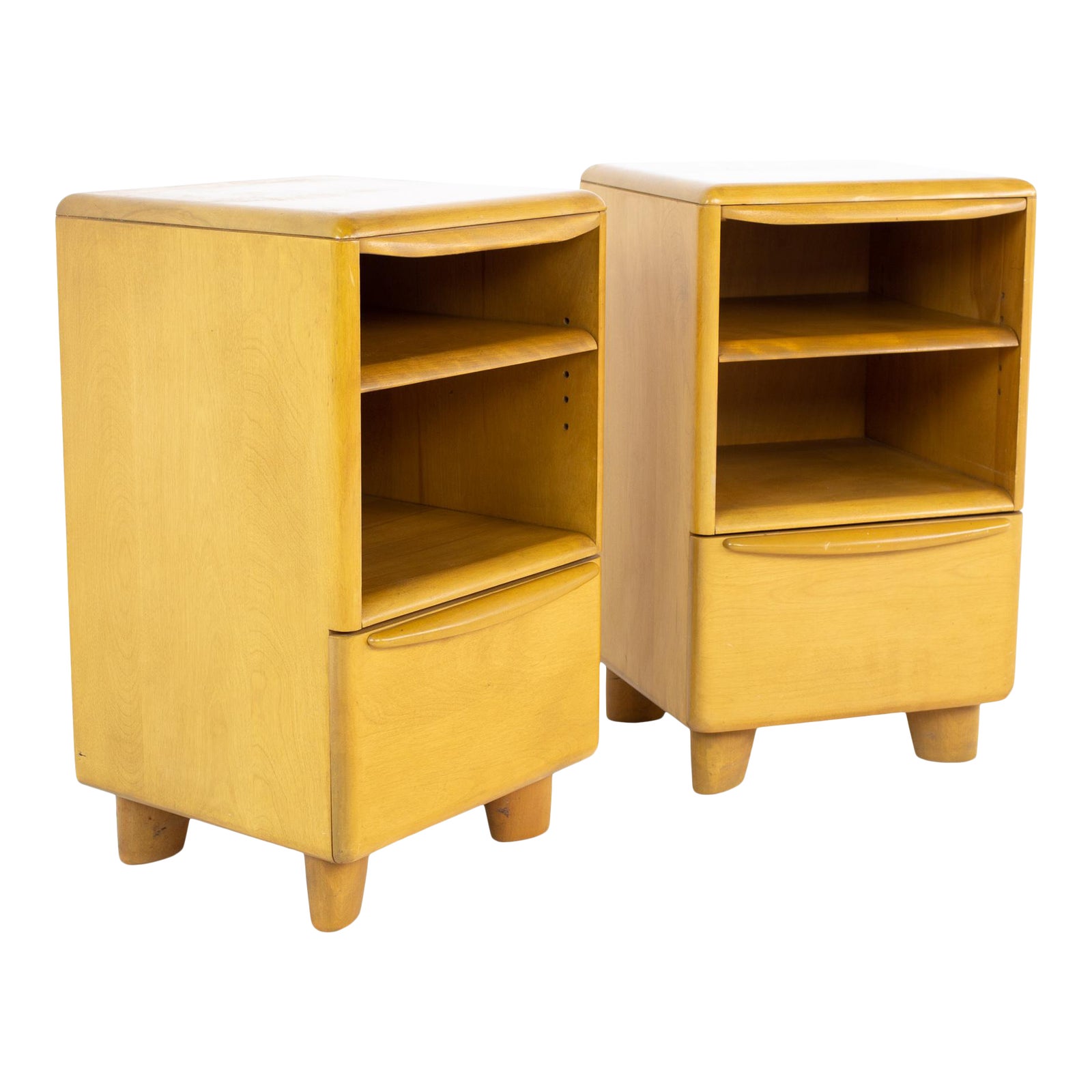 Heywood Wakefield Encore Mid Century Blonde Wheat Nightstands a Pair