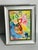 Colourful Lemon Yellow Abstract painting by Elia , framed.