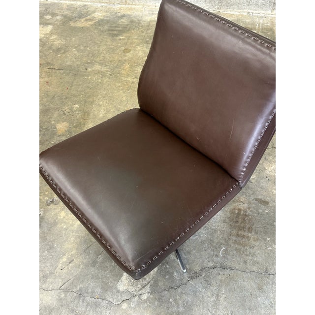1970s 1970s De Sede Leather and Metal Swivel Chairs- A Pair For Sale - Image 5 of 12