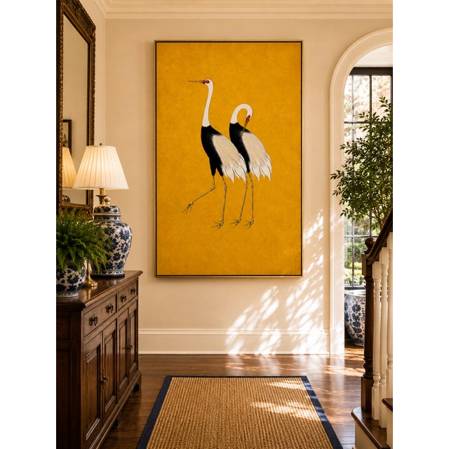 Paper Golden Crane Portrait, Japanese Crane Wall Art, 32" X 48" For Sale - Image 7 of 11