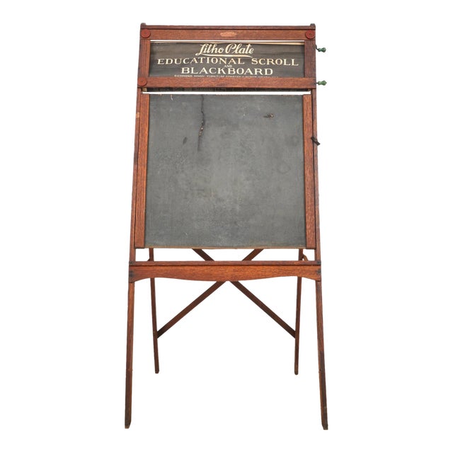 1920s Antique Litho Plate Educational Scroll Blackboard For Sale