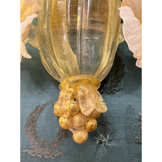 Mid-Century Italian Murano Gold Infused Glass Sconces - A Pair For Sale - Image 4 of 8