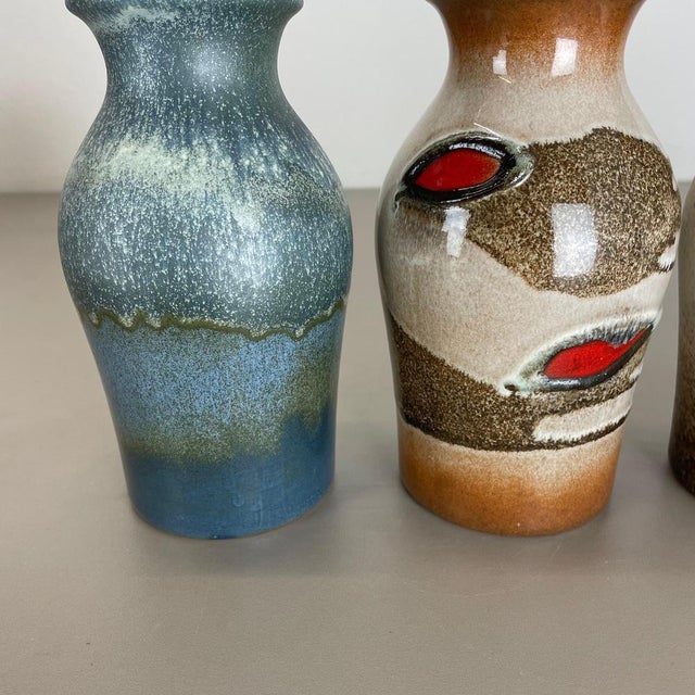 Beige Vintage Fat Lava Pottery Vases attributed to Scheurich, Germany, 1970s, Set of 4 For Sale - Image 8 of 18