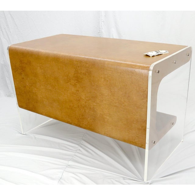 Lucite Base Faux Snake Skin Sculptural Shape One-Drawer Writing Table Desk For Sale - Image 6 of 13