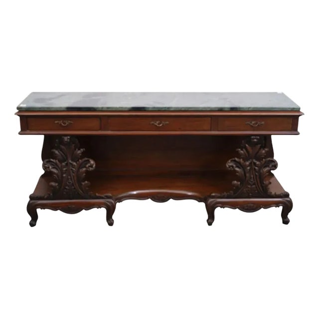 Early 20th Century Low Mahogany Console Table Great Tv Stand For Sale