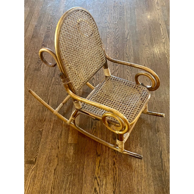 Mid 20th Century Vintage Thonet-Style Bentwood & Cane Children's Rocking Chair For Sale - Image 5 of 10