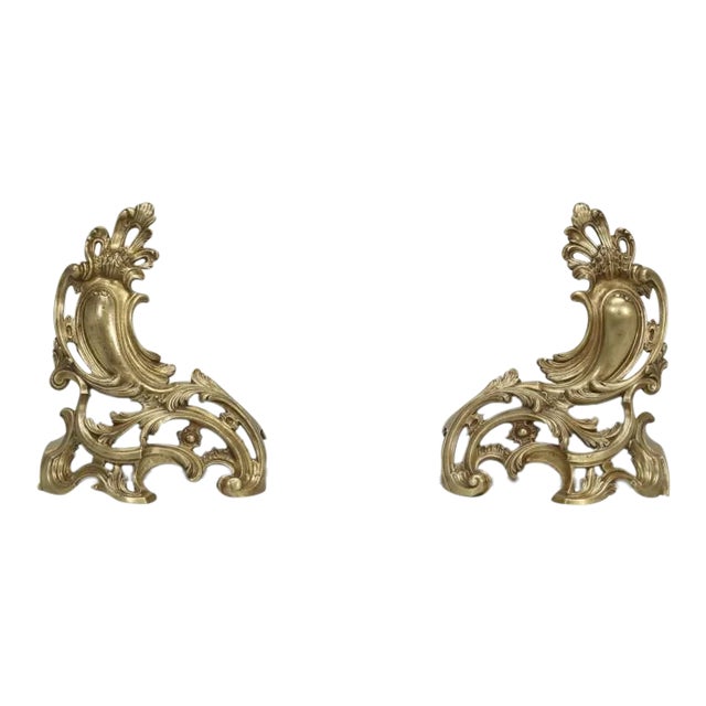 Antique French Solid Bronze Andirons or Chenets For Sale