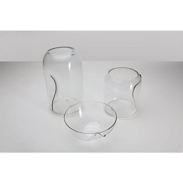 Transparent sautéed glass with hot application of black opal glass on parts of the barbini production concave - murano...