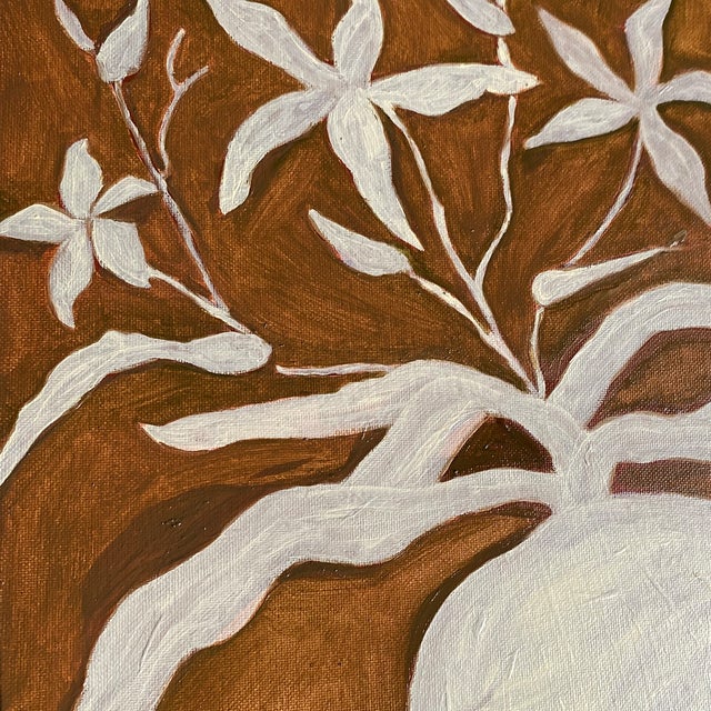 Modern Minimalist Floral Painting – Original Oil on Canvas Board For Sale - Image 4 of 5