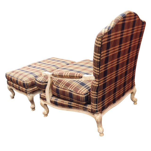 Experience Timeless Comfort With the Highland House French Country Bergère Chair and Ottoman Set. 1970s For Sale In Raleigh - Image 6 of 12