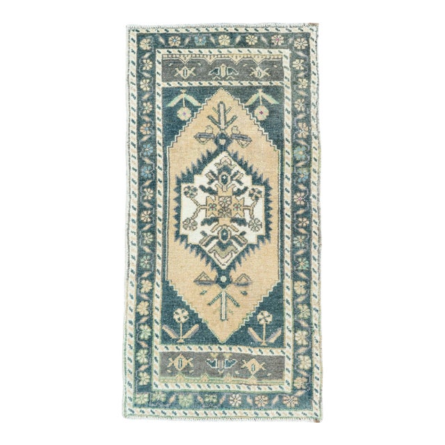 Turkish Mini Rug Oriental Hand Knotted Vintage Rug 1'8" x 3'4" #16891 For Sale