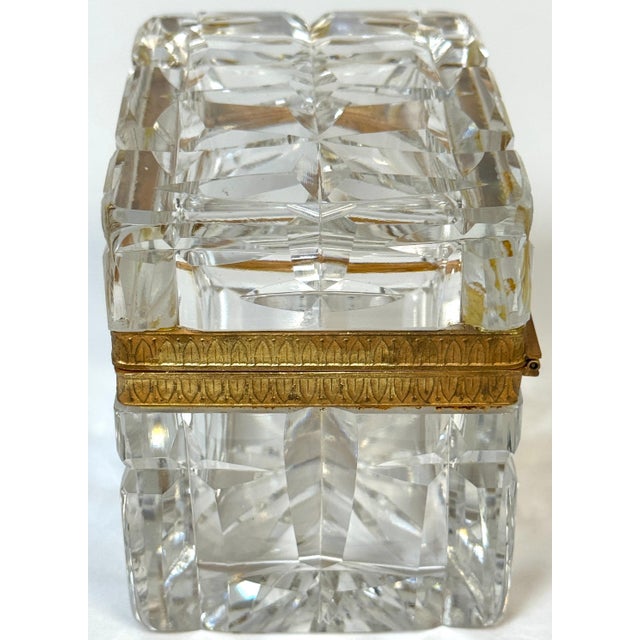 Charles X Style French Ormolu Optic Cut Crystal Box, Signed Lehmann France For Sale - Image 16 of 18