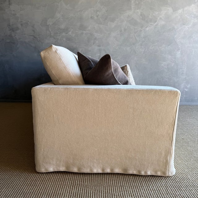 100% Hemp Slip Covered Sofa With Down Cushions For Sale - Image 11 of 13