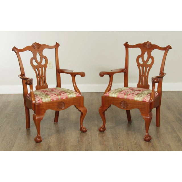 High Quality American Made Pair of Solid Mahogany Frame Armchairs