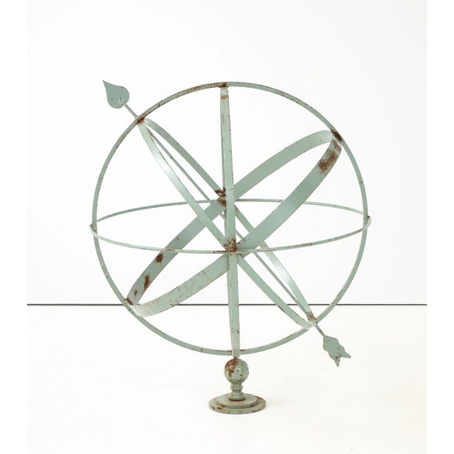 Celadon Painted English Mid-20th Century Iron Armillary For Sale - Image 4 of 15