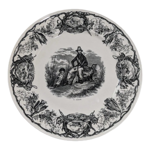 Mid 20th Century Villeroy & Boch La Chasse La Fatigue Dinner Plate Discontinued Toile Hunting