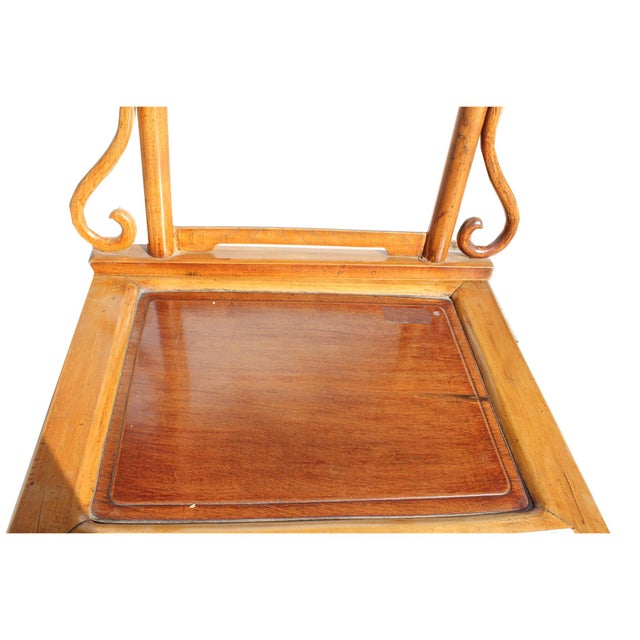 Tan Vintage Chinese Oriental Wood Carving Cloth Rack Panel Wash Basin Stand For Sale - Image 8 of 11