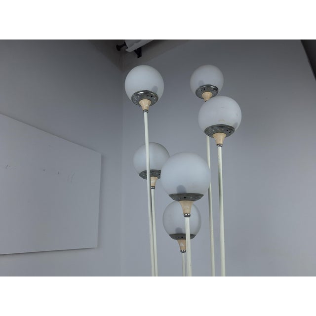 Alberello Floor Lamp in Iron and Brass with Opal Glass Spheres and Triangular Marble Base from Stilnovo, 1950s For Sale - Image 15 of 18