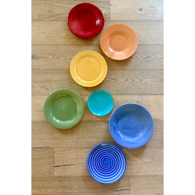 Late 20th Century Saturated Solids and Swirls Colored Wall Plate Curation- Set of 7 For Sale - Image 15 of 17