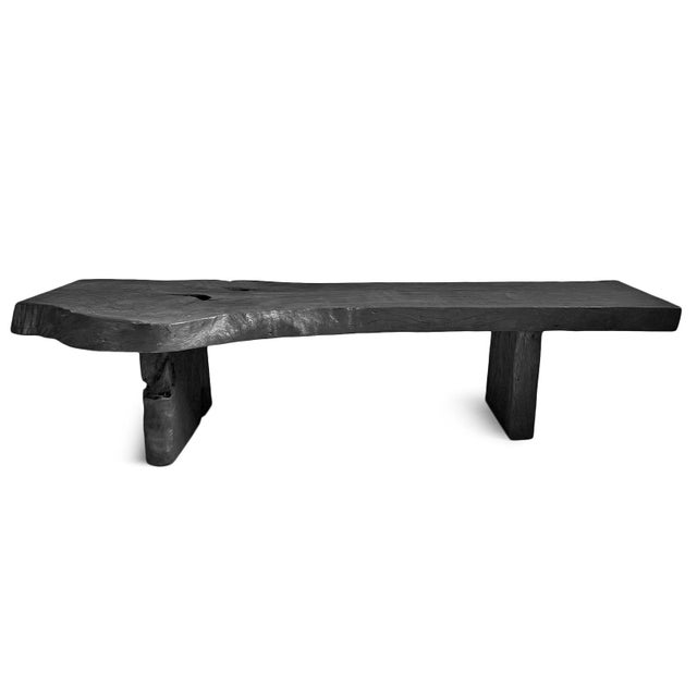 Black Natural Edge Slab Organic Modern Bench/Coffee Table For Sale - Image 9 of 10