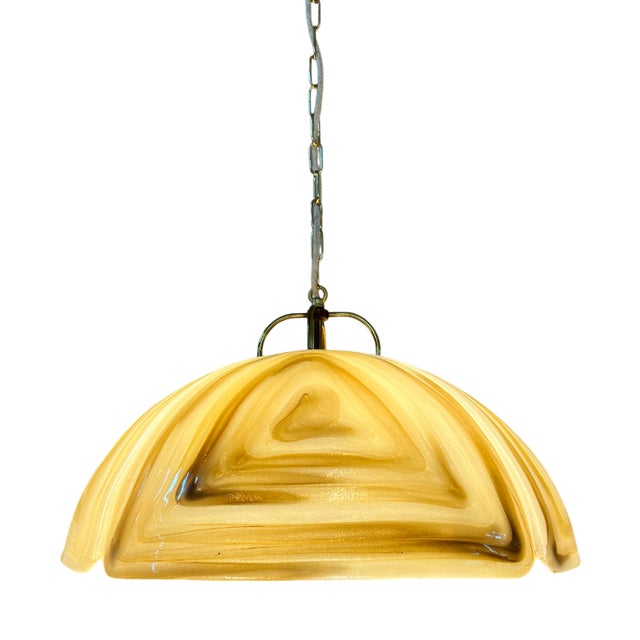 Hanging Lamp in Brown Glass and Chrome by Cristallux For Sale