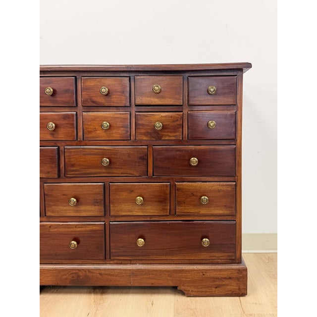 Mid 20th Century Vintage Apothecary Cabinet Handmade Nineteen Drawer Wood Storage Rustic Rare For Sale - Image 5 of 13
