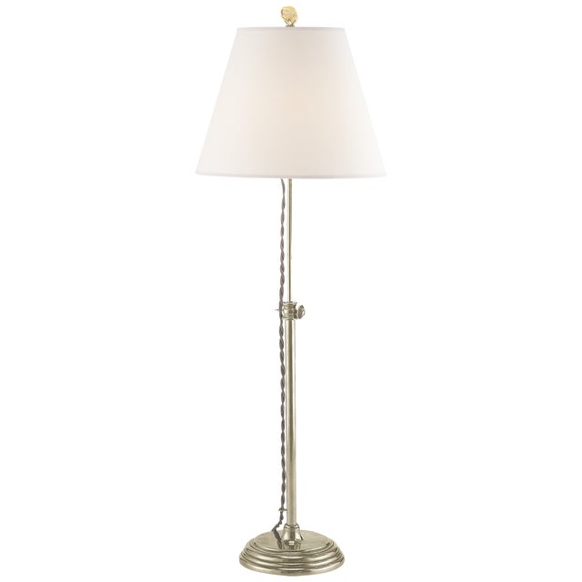 Traditional Suzanne Kasler by Visual Comfort Signature Wyatt Accent Lamp in Antique Nickel with Linen Shade For Sale - Image 3 of 3