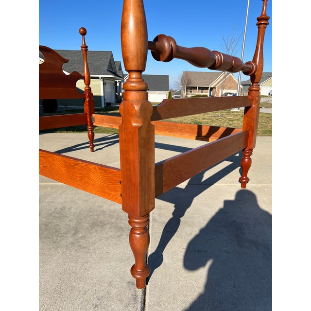 Mid 20th Century Vintage Mid Century Campbellsville Full Size Solid Cherry Cannonball Bed With