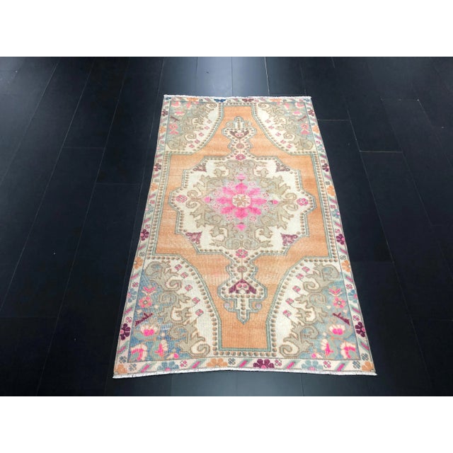 Rustic Vintage Rustic Faded Turkish Handmade Wool Rug For Sale - Image 3 of 11