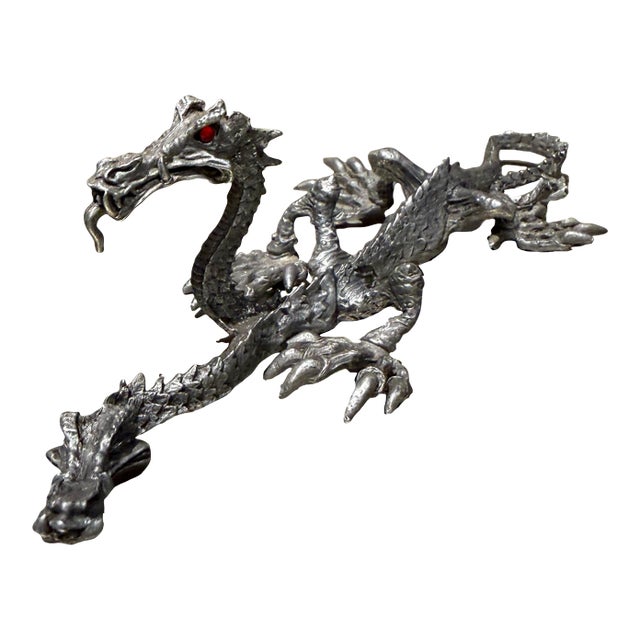 Vintage 1986 Ral Partha Pewter 2-Headed Guardian Dragon Miniature For Sale