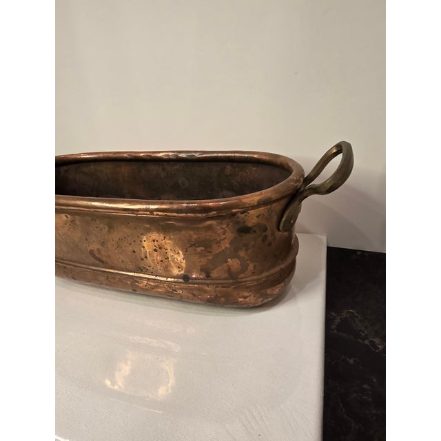 Vintage Elongated Copper and Brass Cache Pot For Sale - Image 4 of 9