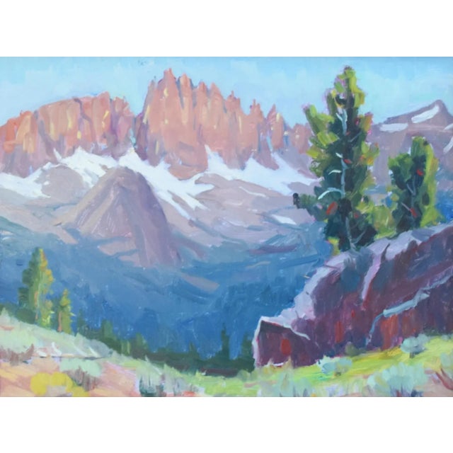 Mountian Landscape by Listed Artist Silvio Silvestri Oil Painting Including the Antiqued Gold Wood Frame For Sale In Los Angeles - Image 6 of 9