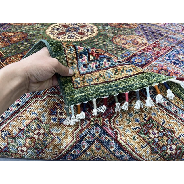 Green Mamluk Natural Dye Wool Rug, 5'2" X 6'11" For Sale - Image 12 of 15