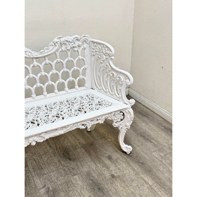 1970s Vintage Cast Aluminum Outdoor Bench For Sale - Image 5 of 10