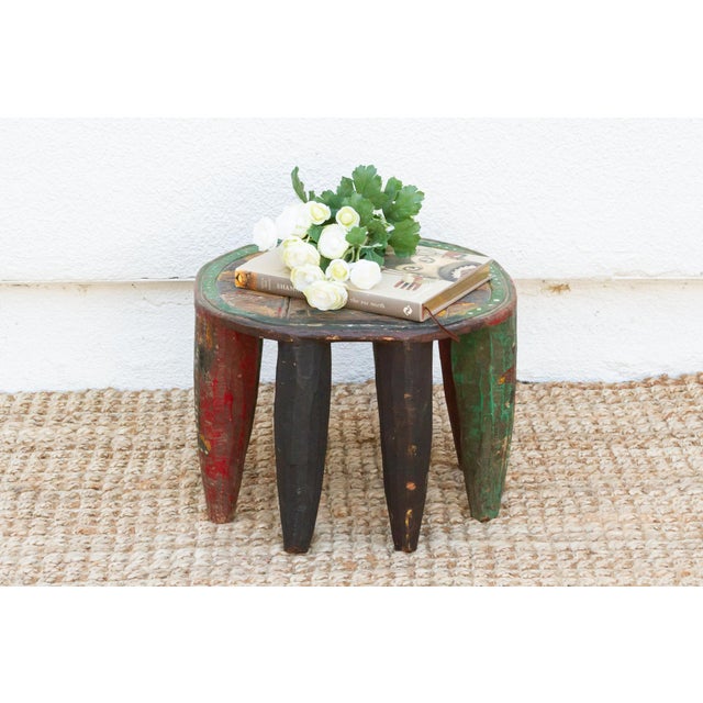 Wood Mid-Century African Stool W/Original Paint For Sale - Image 7 of 7