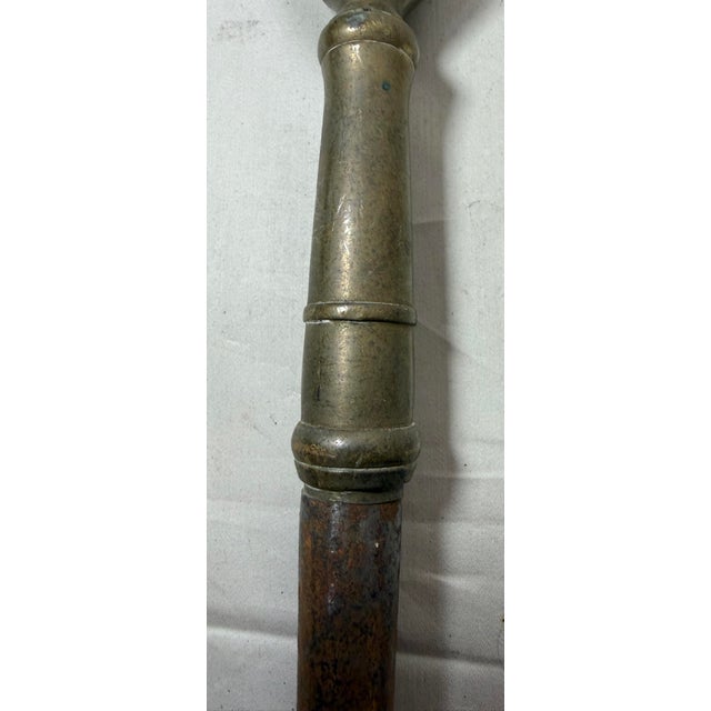 Metal Antique 18th Century Wrought Iron Turned Brass English Fireplace Shovel Tool 14 For Sale - Image 7 of 12