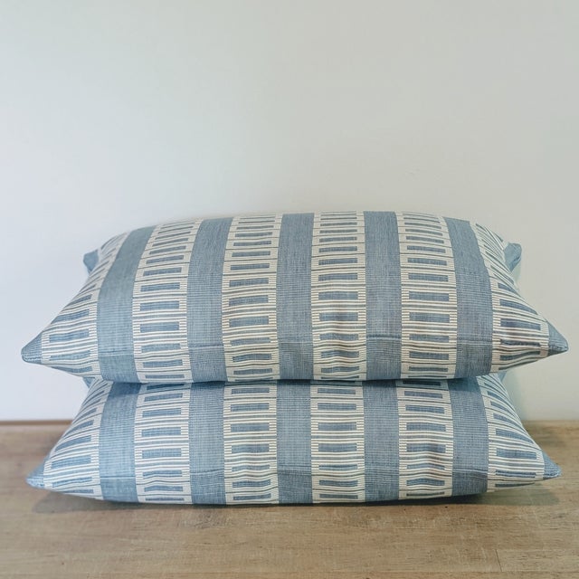 Traditional Scalamandre Lark Bluebell Lumbar Pillows - Set of 2 For Sale - Image 3 of 5