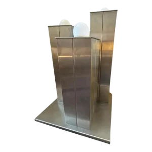 1970s Space Age Chromed Metal Italian Square Table Lamp