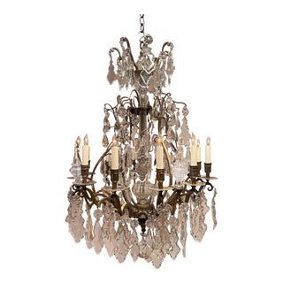 Stunning Louis XV Style 12-Light Bronze & Crystal Chandelier, France, Circa:1900 For Sale