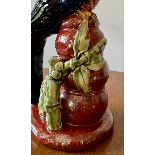 Vintage Italian Majolica Ceramic Parrot 10.5” H For Sale - Image 10 of 12