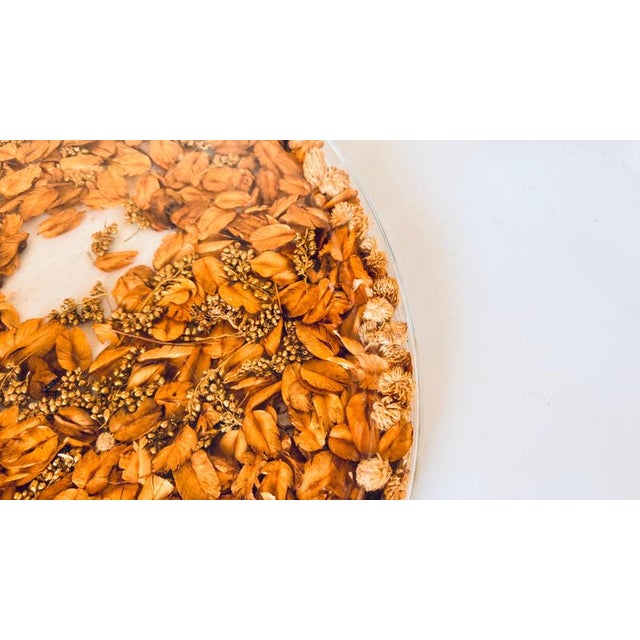 Plastic Asian Plastic Oval Tray with Embedded Dried Flowers and Leaves, 1970s For Sale - Image 7 of 12