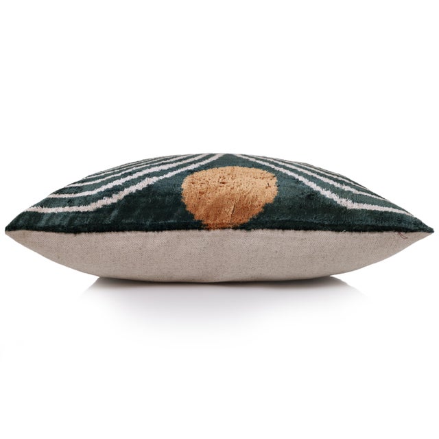 Mid-Century Modern The Emerald Green & Geometric Arch Silk Velvet Pillow - 20" X 20" For Sale - Image 3 of 8