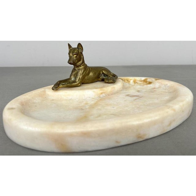 Antique French Marble and Brass Dog Display Tray For Sale - Image 3 of 14