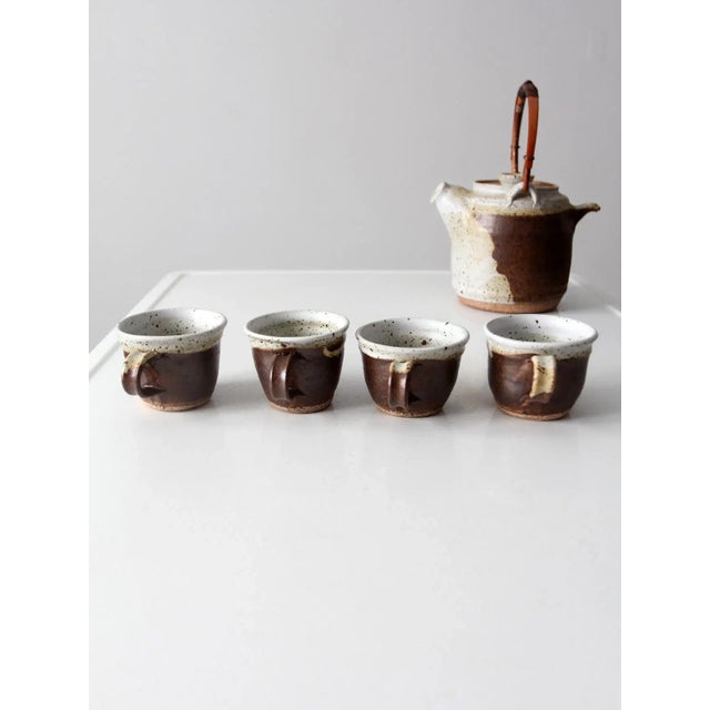 Vintage Japanese Studio Pottery Tea Set - 5 Pc For Sale - Image 10 of 12