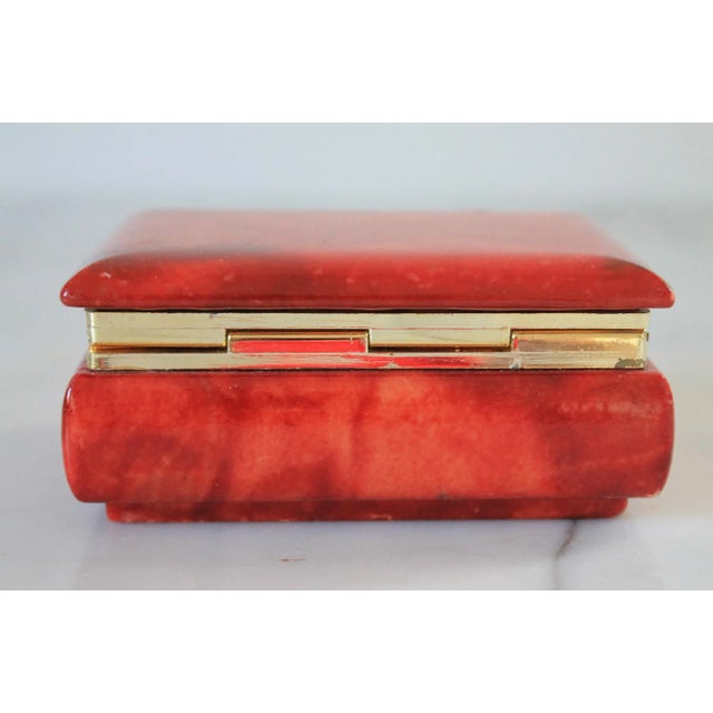 Italian Hand Painted Coral Alabaster Trinket Box For Sale In Milwaukee - Image 6 of 10