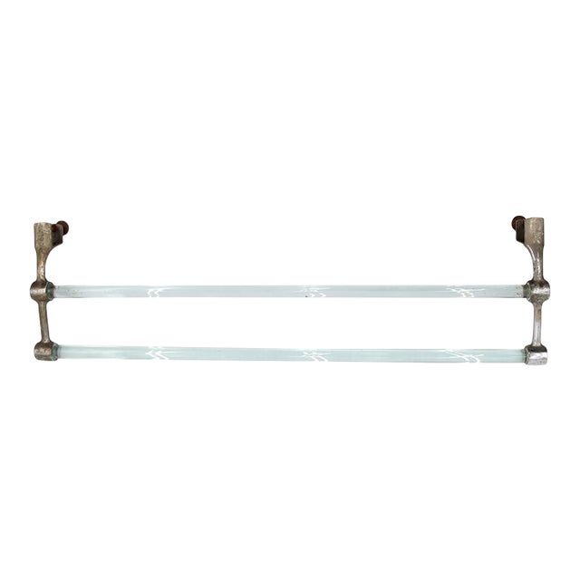 1930s Art Deco 18.125 In. European Double Glass Towel Bar For Sale