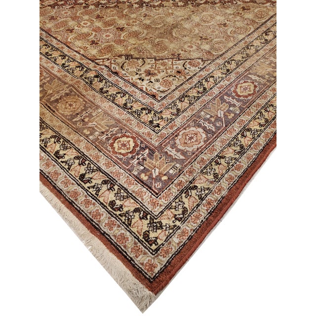 Antique Tabriz Carpet, Handmade Persian Rug in Masculine Gold, Brown and Taupe For Sale - Image 4 of 17